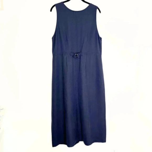 In Focus Women’s Vintage Dress Blue Midi Shift Button Down Size Petite Large - Picture 2 of 6